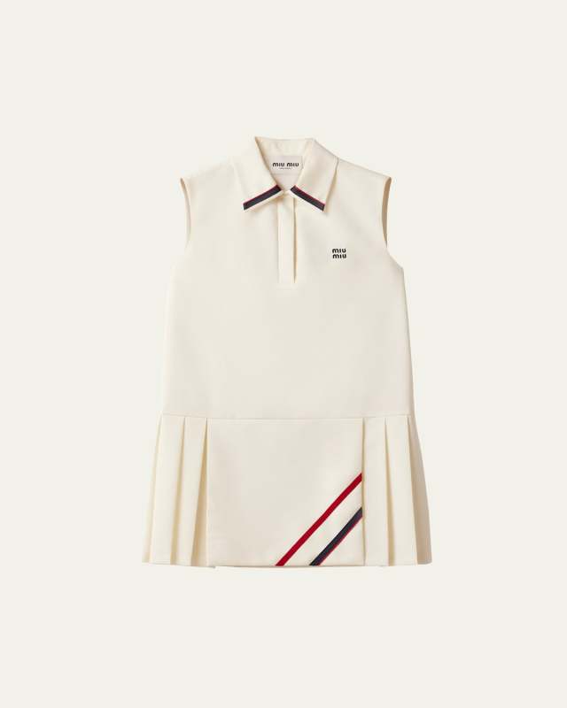 Mini Pleated Shift Polo Mohair Dress